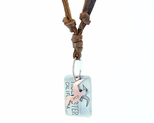 Colar Masculino Feminino Marrom Pingente Hollister Bd1275