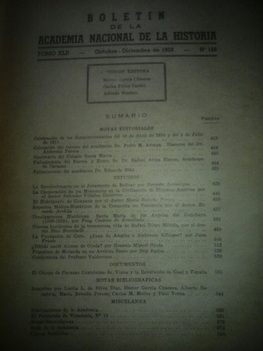 Academia Nacional D La Historia Nro 168 1959