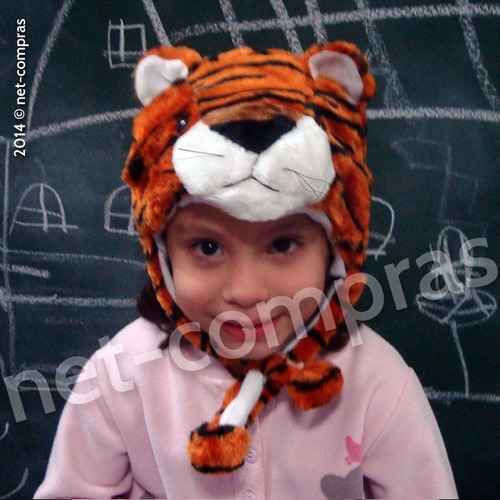 Touca Bicho Pelúcia Tigre Inverno P/ Crianças De 1 A 6 Anos