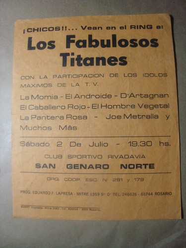 Propaganda Los Fabulosos Titanes 15x19 La Momia (c2)
