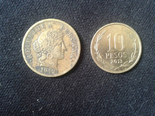 Moneda Perú 20 Centavos Bronce 1942 Escasa (c17)