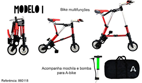 Bike Bicicleta Dobrável Multi-funções C/mochila