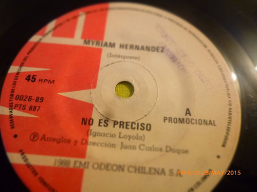 Vinilo Single De Myriam Hernandez -- No Es Preciso ( S14 (Usado)