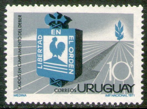 Uruguay Sello Mint En Honor A Los Policías Caídos Año 1971