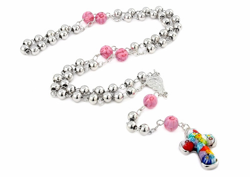 Millefiori 6mm Rosary 26  Necklace With Murano Glass