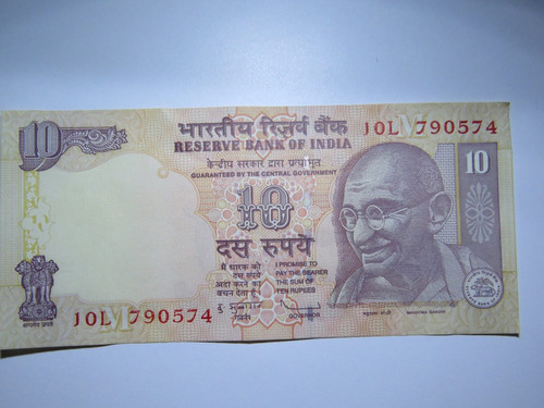 Cédula 10 Rúpias (ruppes) Índia Ano2010