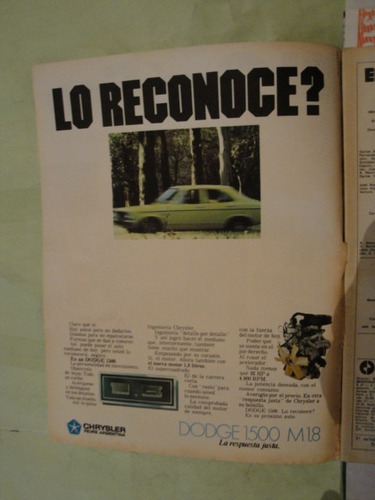 Publicidad Dodge 1500 M 1.8 Año 1975