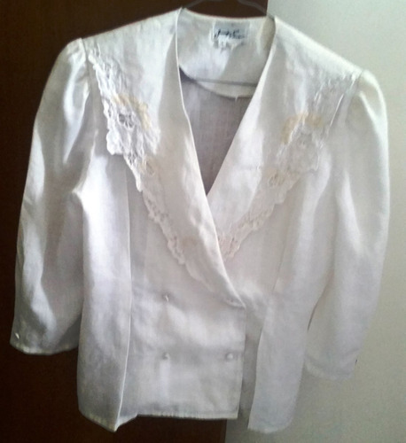 Blusa Blanca De Lino Talla 8