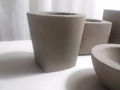 Imagen 2 de 5 de Macetas Conjunto 5 De Cemento Concreto Diseño Minimalista