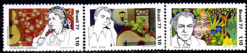 Brasil Serie X 3 Sellos Mint Música = Compositores Año 1977