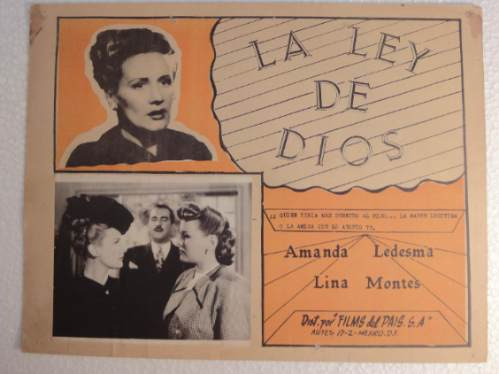 Afiche Contra La Ley De Dios Amanda Ledesma Lina Montes 1949 (Usado)