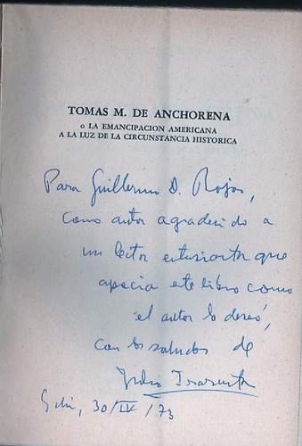 Tomás M. De Anchorena - Julio Irazusta - Firmado Por Autor