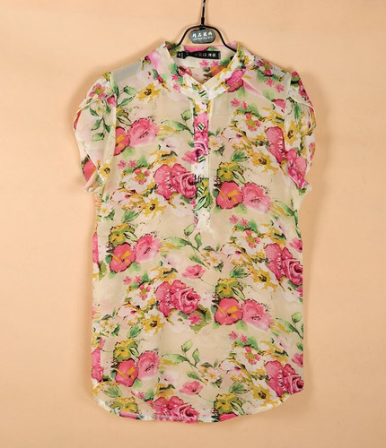Blusa De Gasa Floral Talla S Nueva Importada En Stock