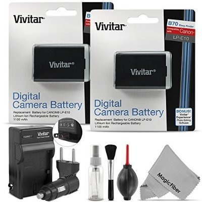 (paquete De 2) Vivitar Lp-e10 Batería Y El Cargador Del Kit 