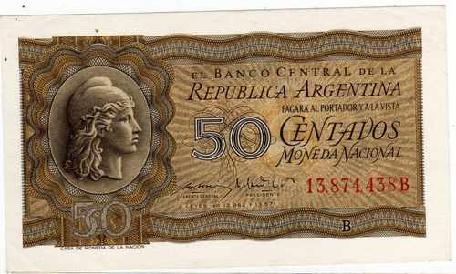 Billete 50 Centavos Moneda Nacional Año 1952 Sin Circular