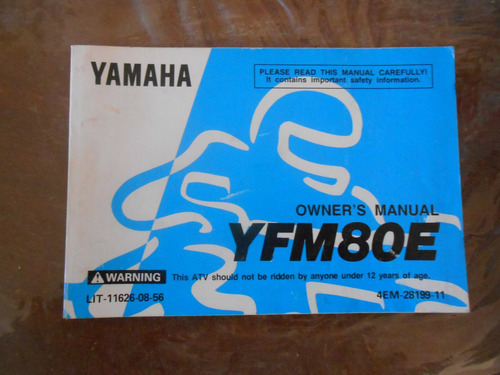 Manual Del Usuario Yamaha Yfm 80e Cuatricicl Japon Impecable