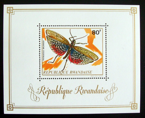 Rwanda Mariposas, Bloque Sc. 505 1973 Mint L6627