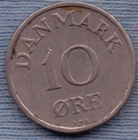 Imagen 2 de 2 de Dinamarca 10 Ore 1948 * Reino De Frederik Ix *