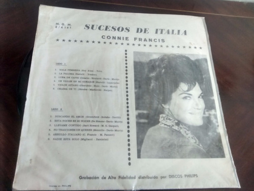 Vinilo Lp De Connie Francis - Sucesos De Italia (u1116