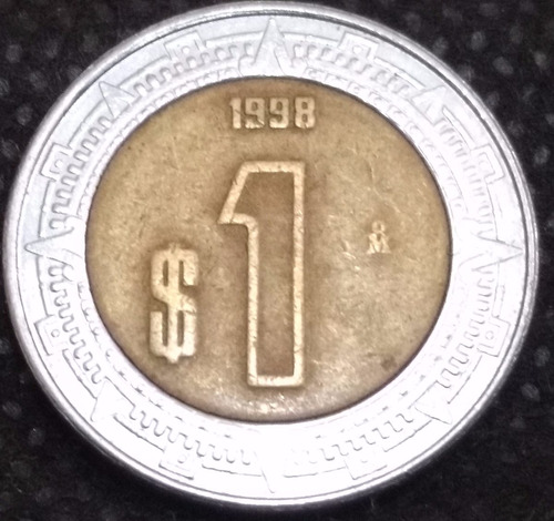 Moeda Bimetálica México 1 Peso 1998