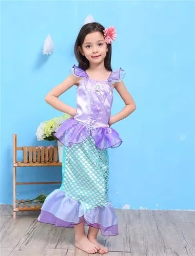 Vestido Fantasia Infantil Princesa Sereia Ariel + Acessórios