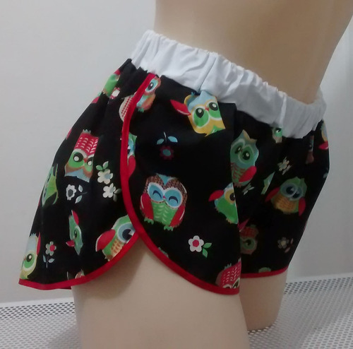 Shorts Boxer Estampas Divertidas Coruja Preta T. 40/42