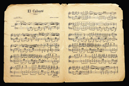 Imagen 2 de 3 de Tango Antiguo Partitura El Caburé. 21012