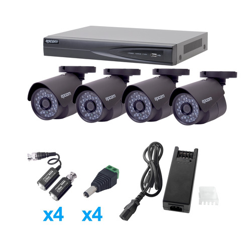 Kit 4 Camaras Epcom Hd 1080p, Dvr 4 Ch, 4 Cámaras Bala