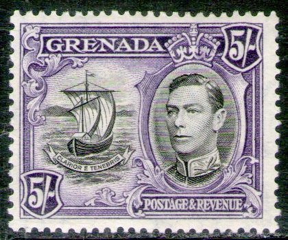 Granada Sello Mint X 5 Schilling Barco = Galeón Año 1937