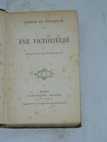 Imagen 1 de 2 de Eve Victorieuse Pierre De Coulevain En Frances