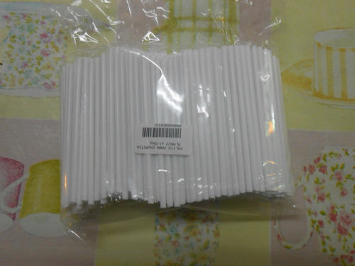 Imagen 2 de 4 de Palito Para Chupetines Blanco X 100 Unidades De 10cm