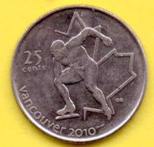 25 Centavos Dollar 2009 Canada Olimpiada Vacouver Patinaje