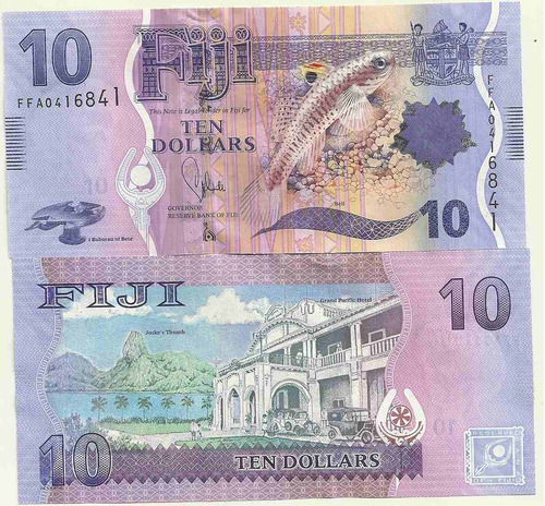 Nuevo Billete Fiji 10 Dolares Año 2013 Pez Sin Circular