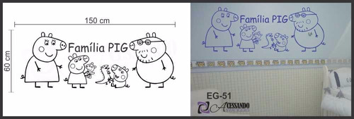 Adesivo De Papel Parede Infantil -  Família Peppa Pig Novo