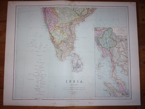 Mapa Original India Parte Sur Publicado En Londres 1896