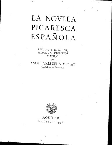 La Novela Picaresca Española Editorial Aguilar