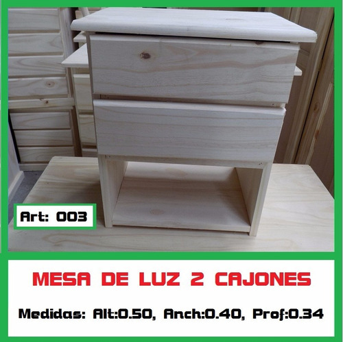 Mesa De Luz De Madera De Pino Macizo