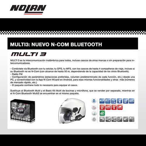 Intercomunicador Bluetooth Nolan N-com Multi 3 Cualq Casco