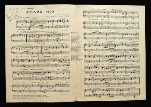 Imagen 2 de 3 de Partitura Antigua Del Film Gilda. 21007