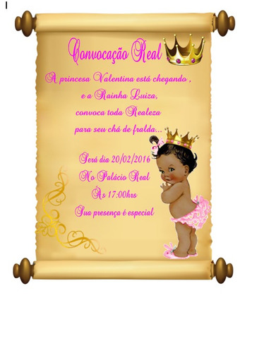 Imagem 3 de 4 de Convite Pergaminho/ Chá De Bebe/infantil, Principe ,frozen