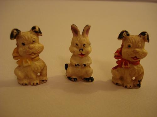 3 Muñecos Jack Antiguos 2 Perros Y 1 Conejo