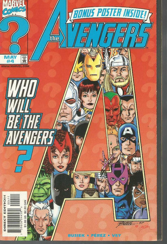 The Avengers Nº 04 - Sem Pôster - Editora Marvel Comics 4 - Capa Mole - Bonellihq Cx177a L19