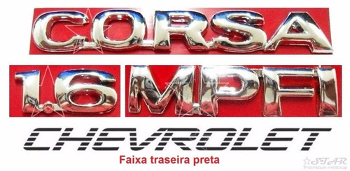 Emblemas Pickup Corsa 1.6 Mpfi + Faixa Preta - 1997 À 2003