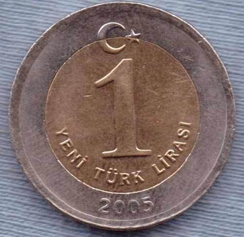 Turquia 1 New Lira 2005 Bimetalica * Ataturk *