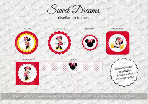 Stickers De Minnie Roja Cortados Para Candy Bar O Mesa Dulce