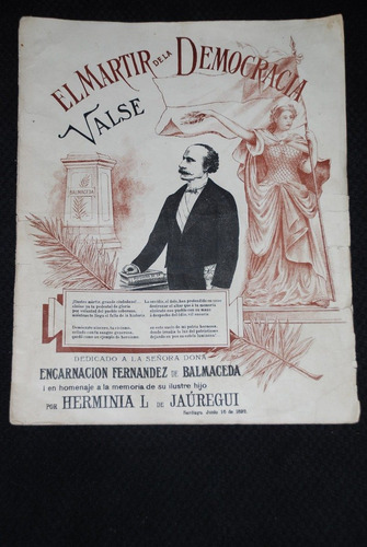 Balmaceda El Martir Democracia Partitura Valse Musica 1892