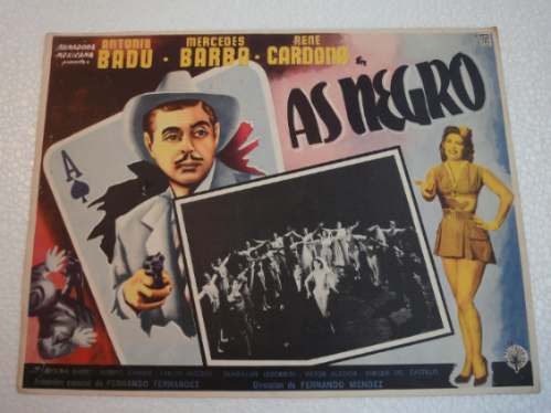 Afiche As Negro Antonio Badu Mercedes Barba Rene Cardona1954 (Usado)