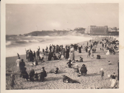 1925 Playa Biarritz Francia Fotografia Real Vintage