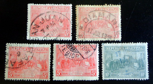 Argentina, Lote 5 Sellos Gj 403-4 Lindos Matasellos L8261