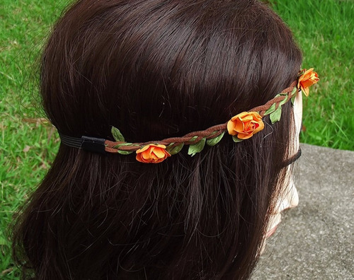 Imagem 3 de 4 de Headband Floral - Tiara De Flores Laranja
